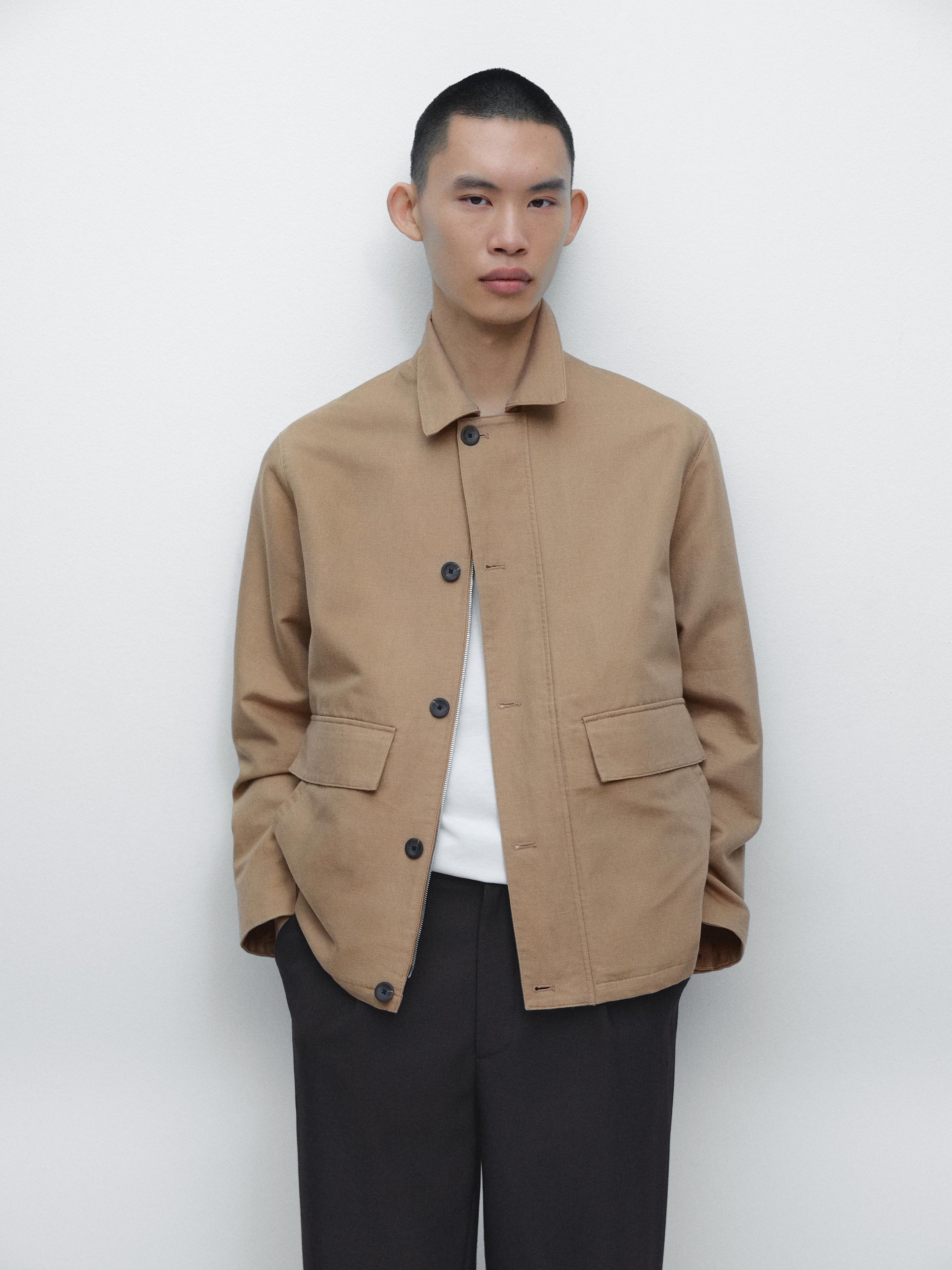 Linen blend jacket with pocket details